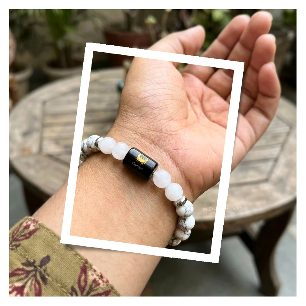 Cancer Bracelet (कर्क राशि) - Howlite & Milky Quartz (Only Bracelet)