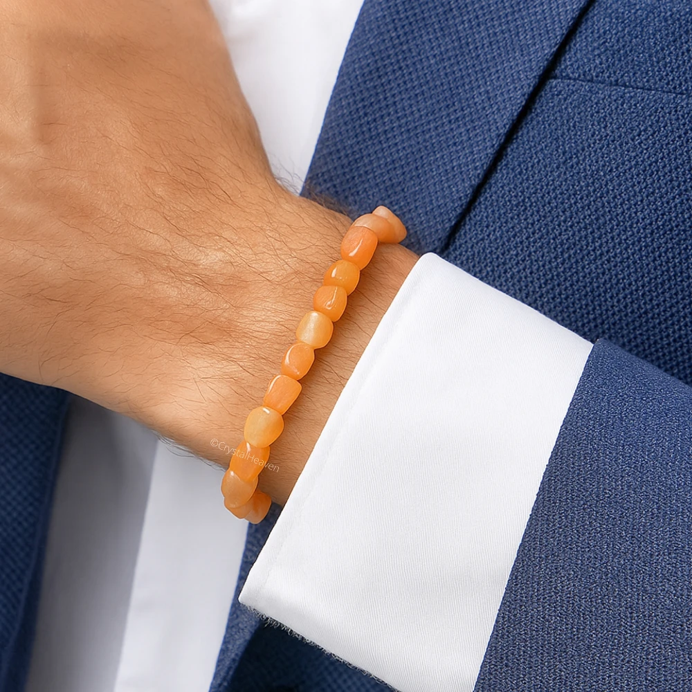 Peach Moonstone Tumbled Bracelet (Elastic)