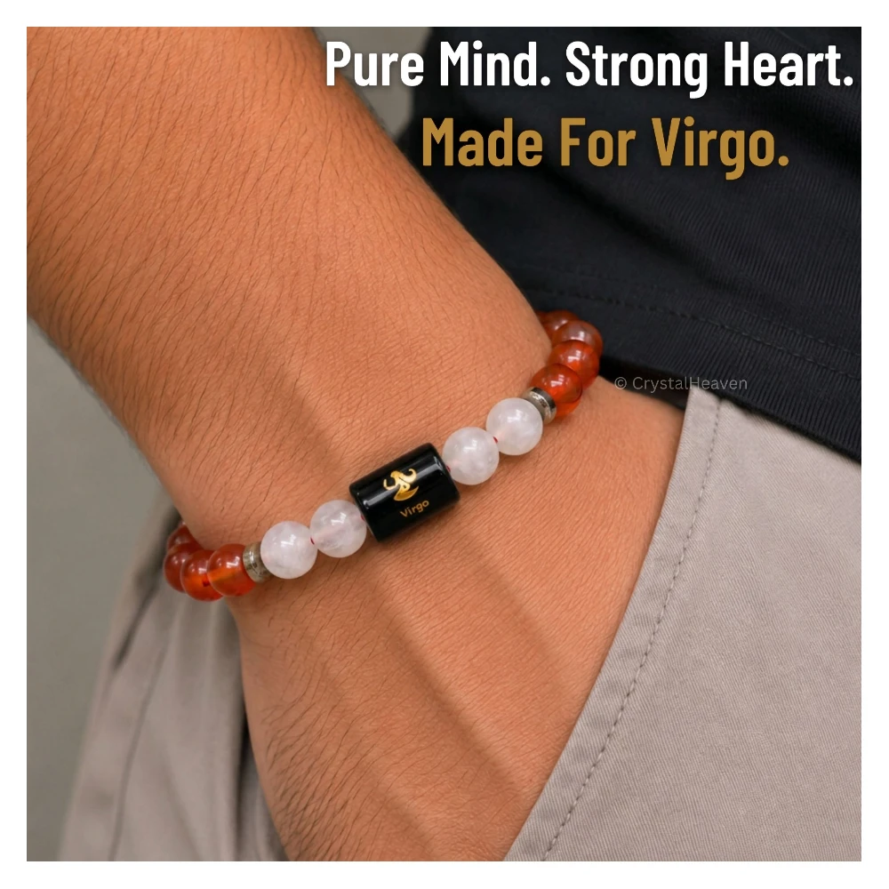 Virgo Bracelet (कन्या राशि) - Carnelian & Milky Quartz (Only Bracelet)