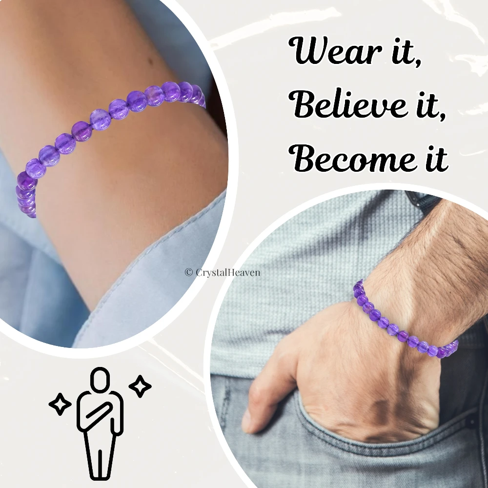 Amethyst Healing Crystal Bracelets - 6mm Beads (Adjustable)