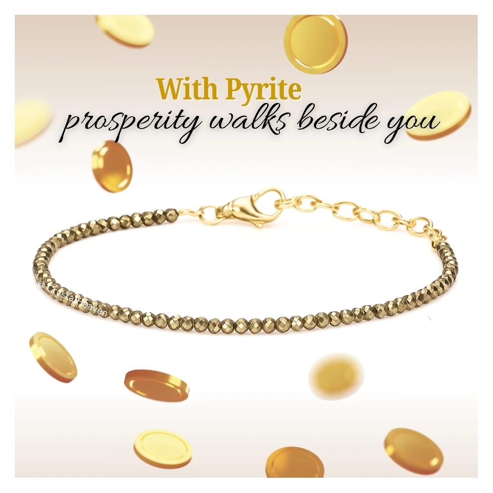 Pyrite Bracelets - 2mm Faceted Beads (Gold)