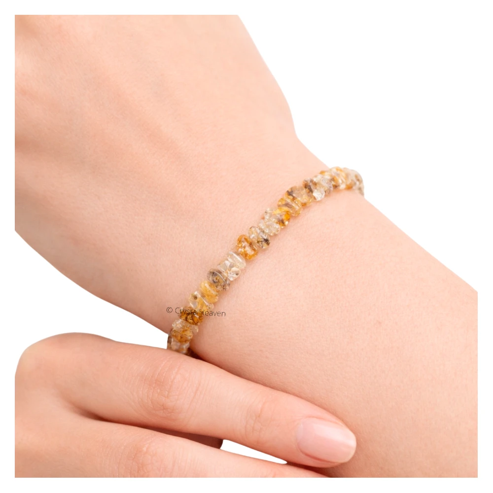 Golden Rutilated Quartz Chips Bracelet