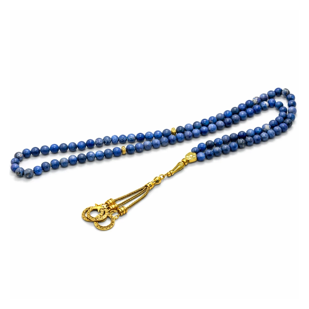 Sodalite Crystal Tasbih (Gold)