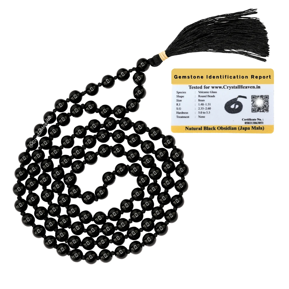 Black Obsidian Japa Mala (Hand Knotted)
