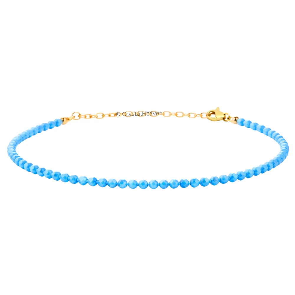 Turquoise Bracelets - 2mm Faceted Beads (Gold)