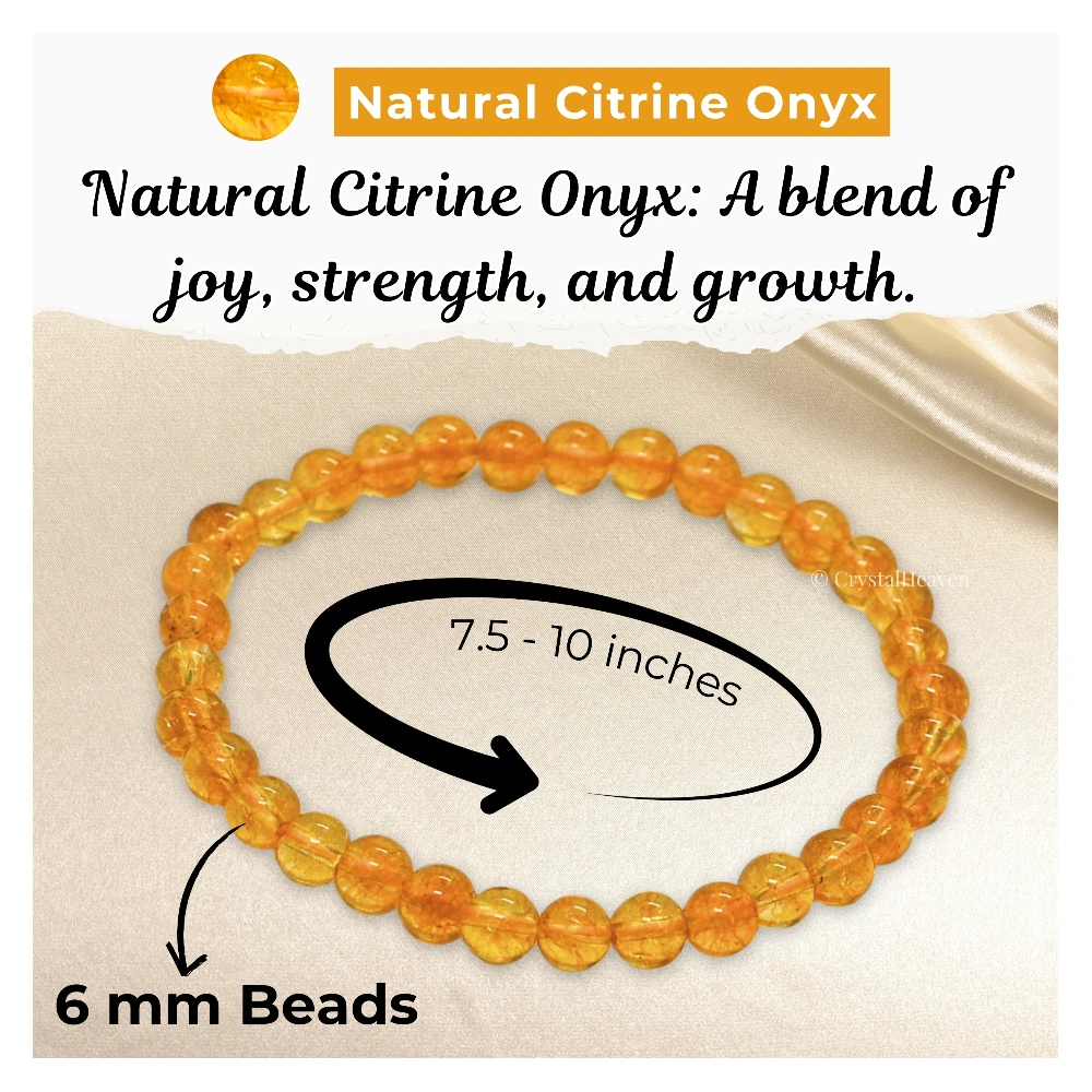 Citrine Onyx Healing Crystal Bracelets - 6mm Beads