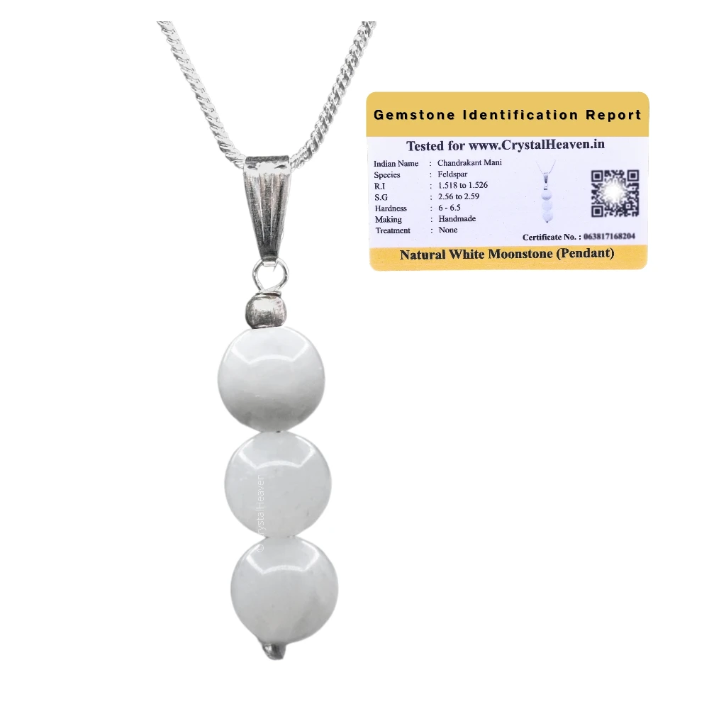 White Moonstone Crystal Bead Necklace (Silver)