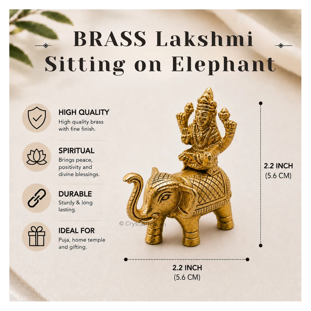 Lakshmi Sitting on Elephant Bass Idol Figurine (125 Gram, 2.2 Inch)