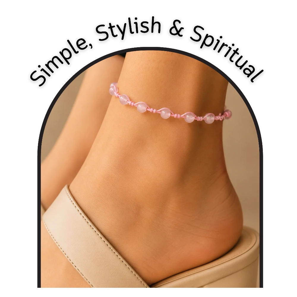 Rose Quartz Anklet (Hand Knotted)