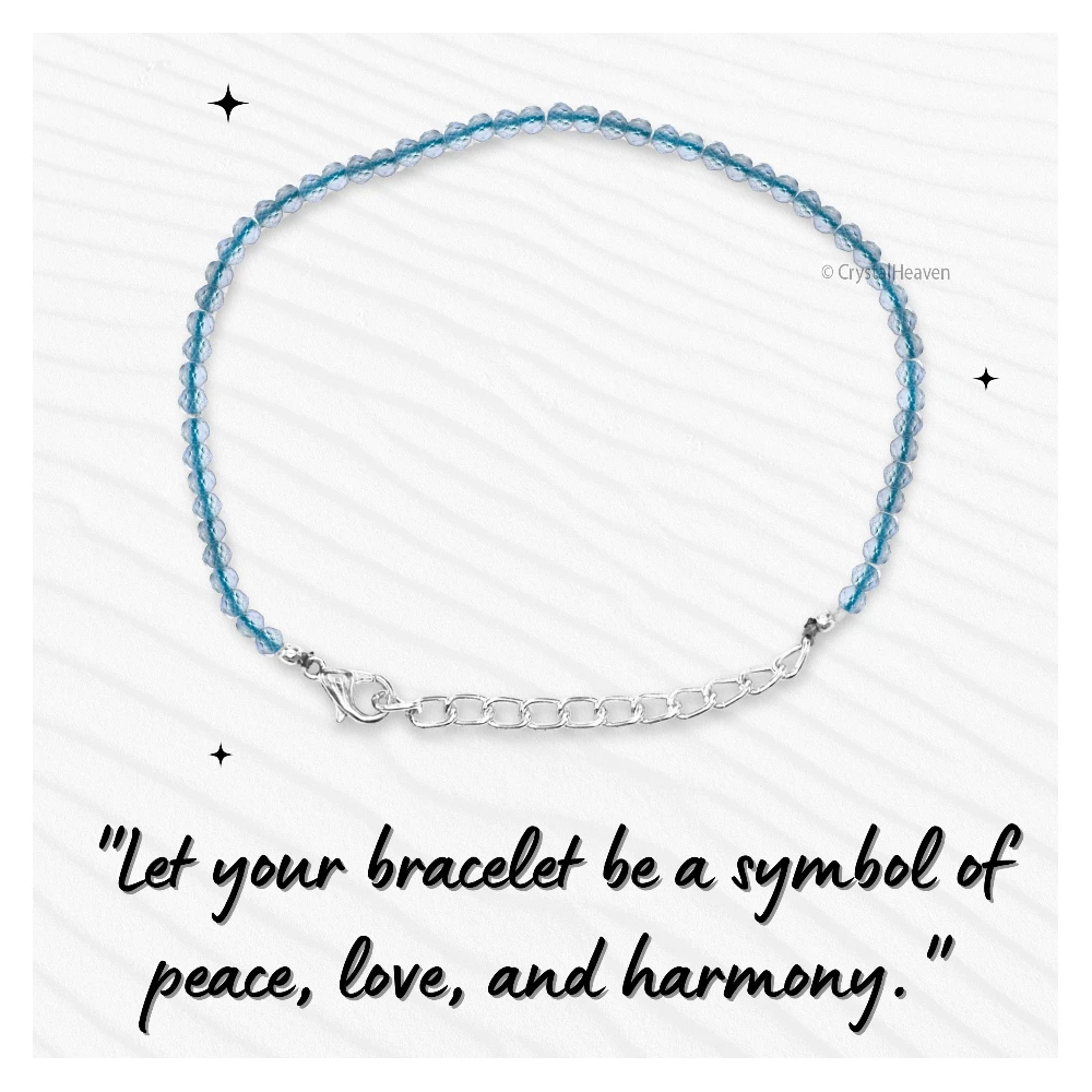 Aqua Chalcedony Bracelets - 2mm Faceted Beads (Silver)