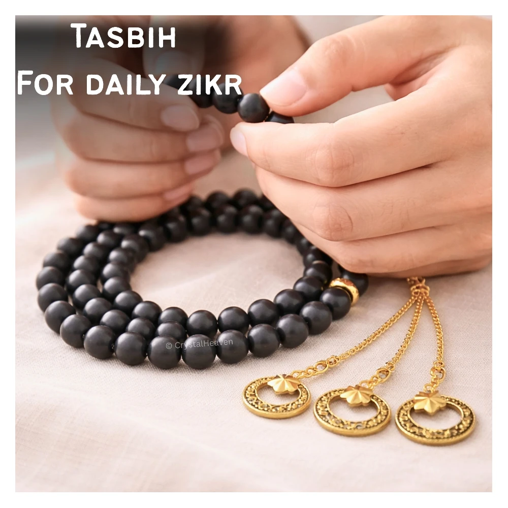 Shungite Crystal Tasbih (Gold)