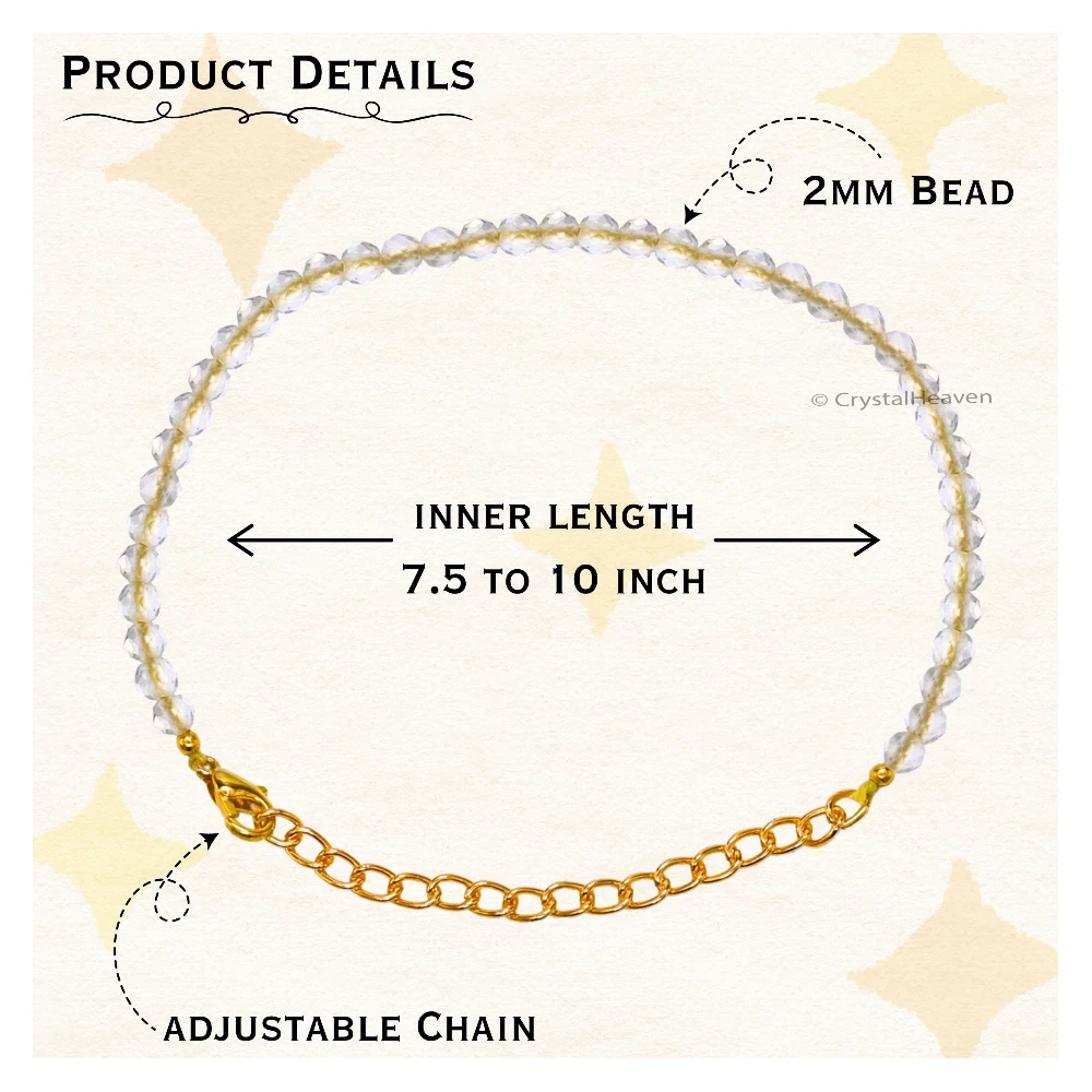 Lemon Quartz Bracelets - 2mm Faceted Beads (Gold)