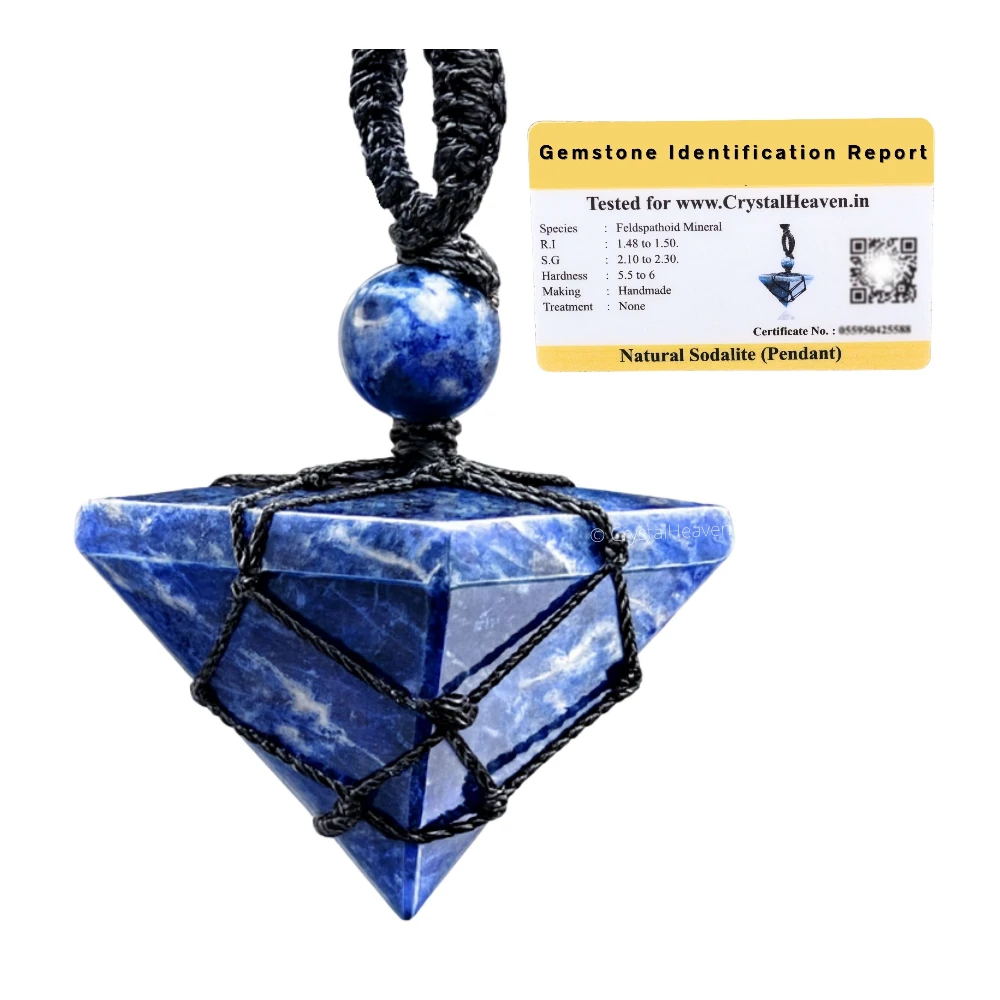 Sodalite Pyramid Macrame Pendant Necklace