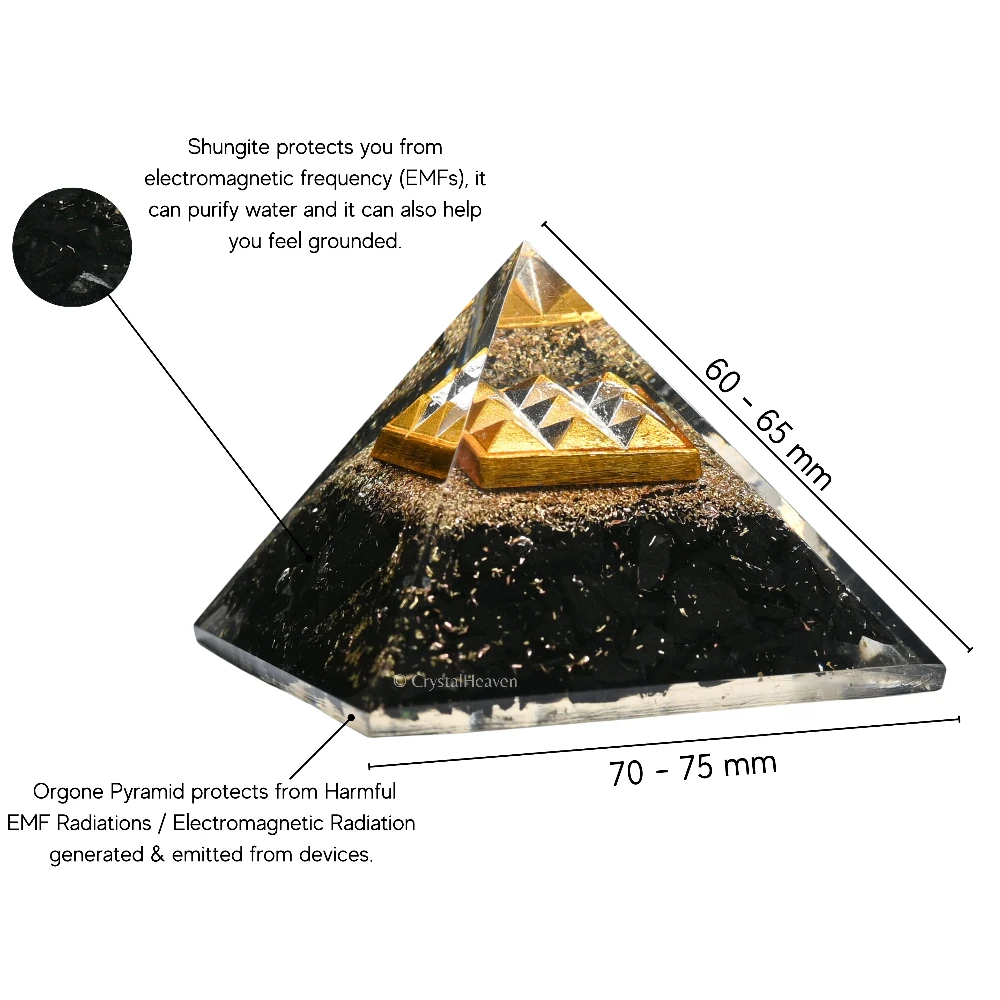 Shungite Orgone Pyramid (9 Pyramid Plate)