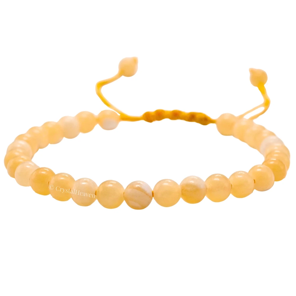 Yellow Calcite Healing Crystal Bracelets - 6mm Beads (Adjustable)
