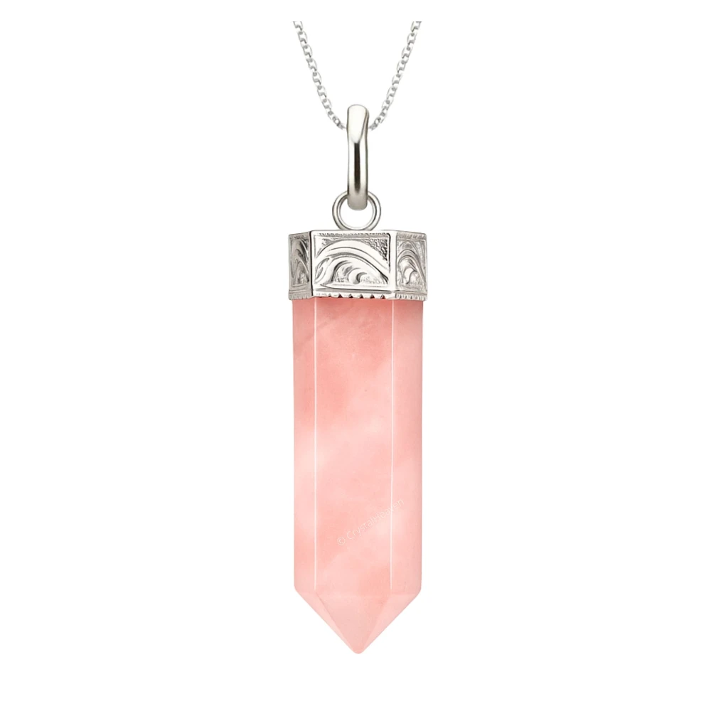 Rose Quartz Necklace - Pencil Point (Silver)