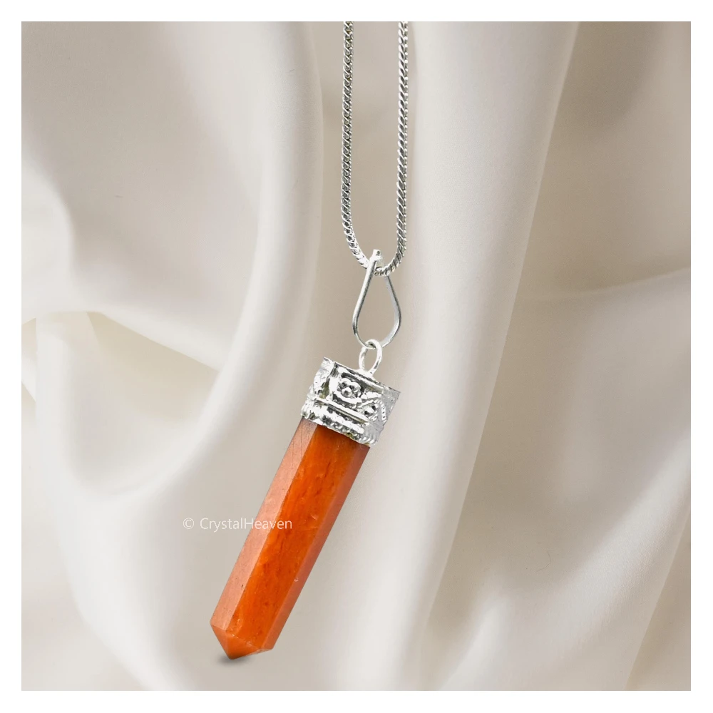 Carnelian Necklace - Pencil Point (Silver)
