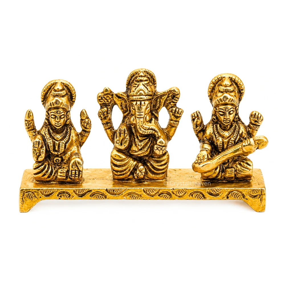 Ganesh, Laxmi & Saraswati Bass Idol Figurine (265 Gram, 1.8 Inch)