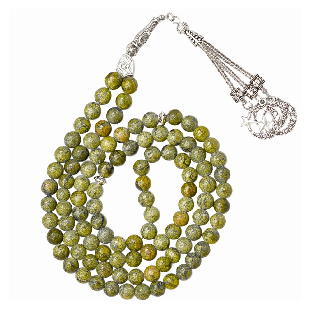 Serpentine Russian Crystal Tasbih (Silver)