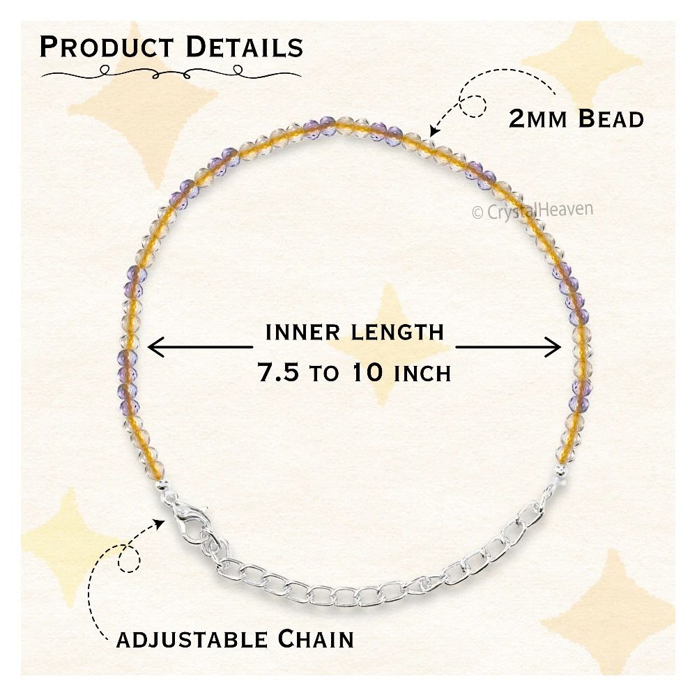 Yellow Fluorite Bracelets - 2mm Faceted Beads (Silver)