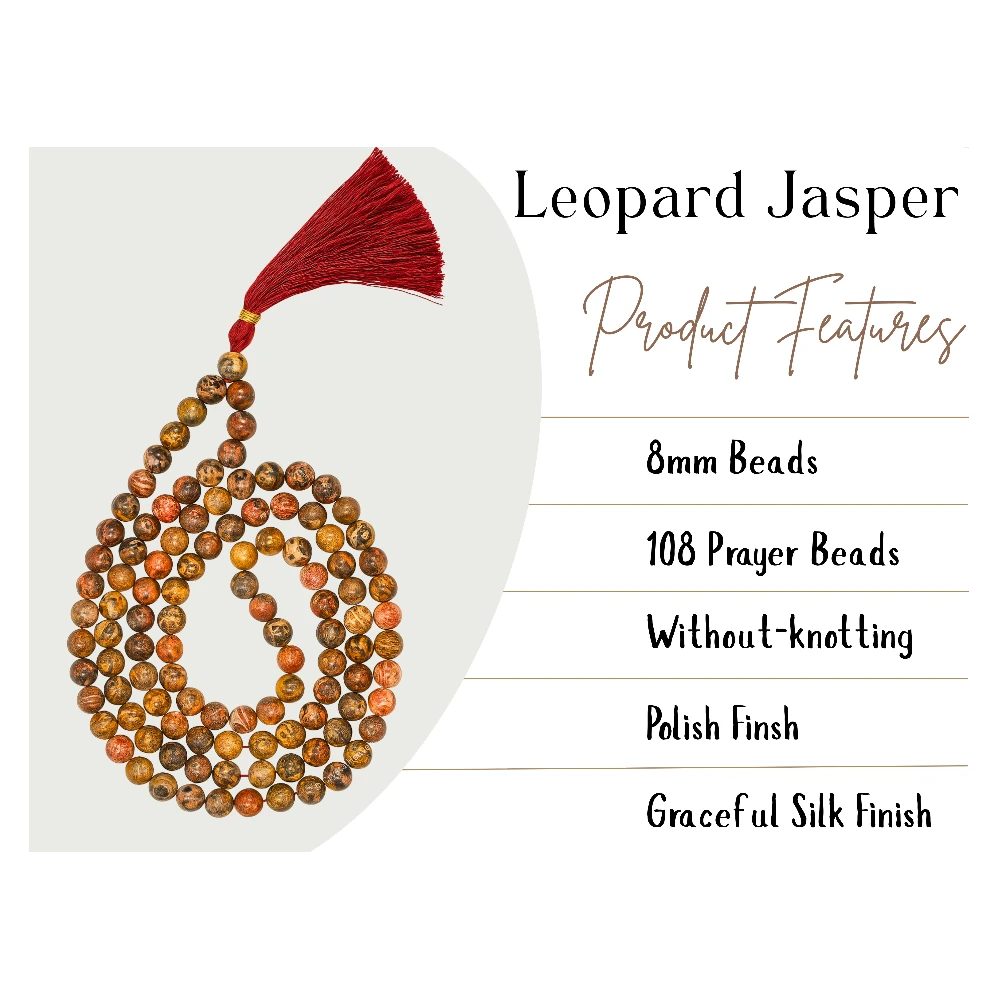 Leopard Jasper Japa Mala (Without Knot)