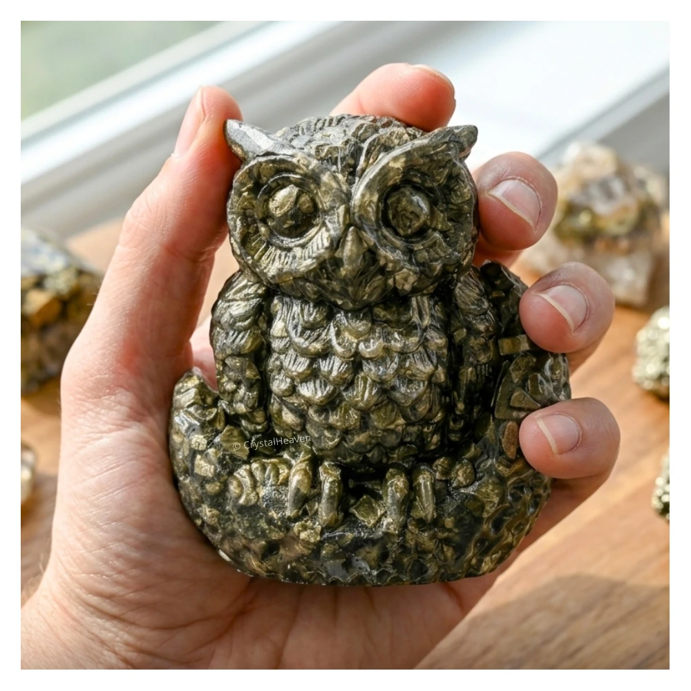 Natural Pyrite Owl