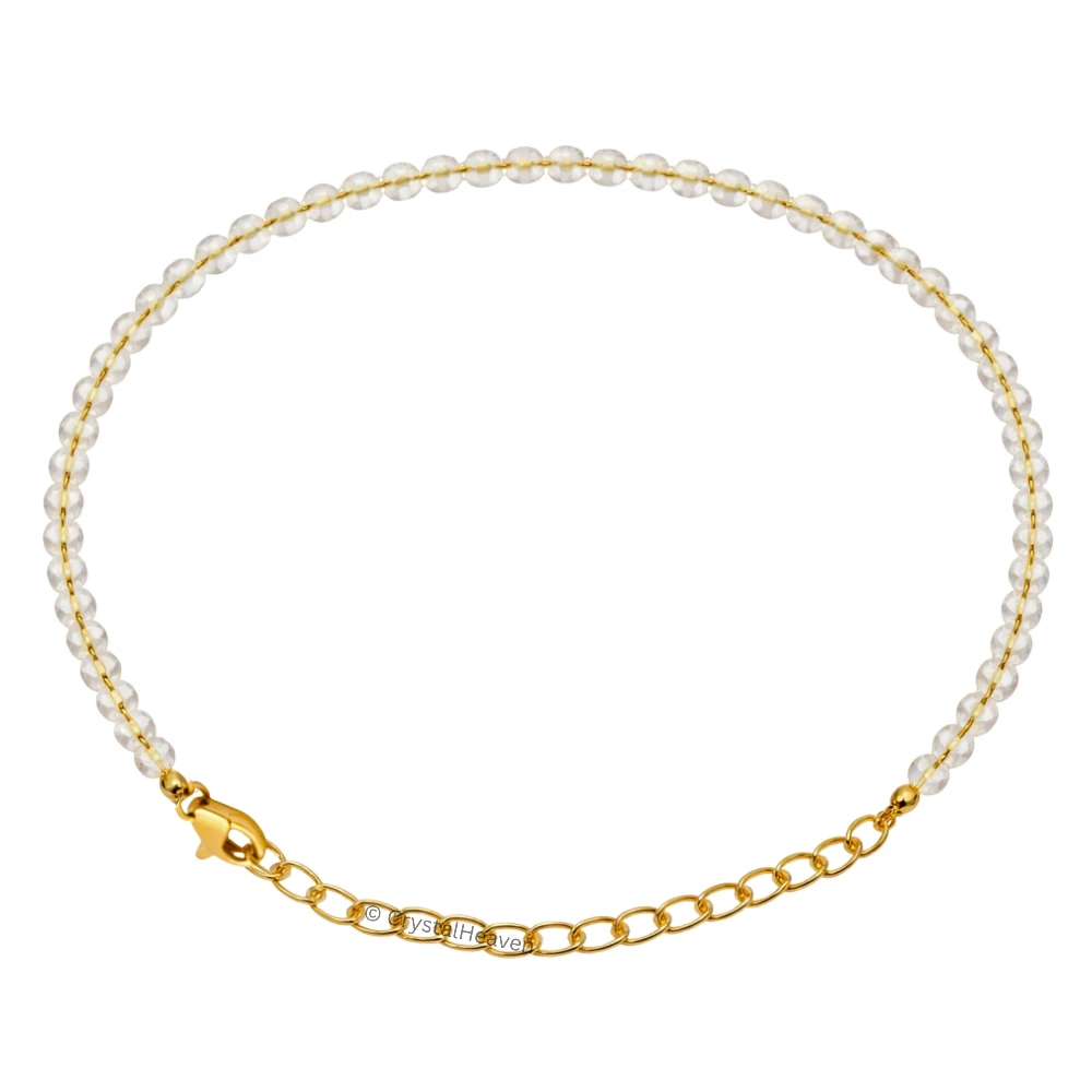 Lemon Quartz Bracelets - 2mm Faceted Beads (Gold)