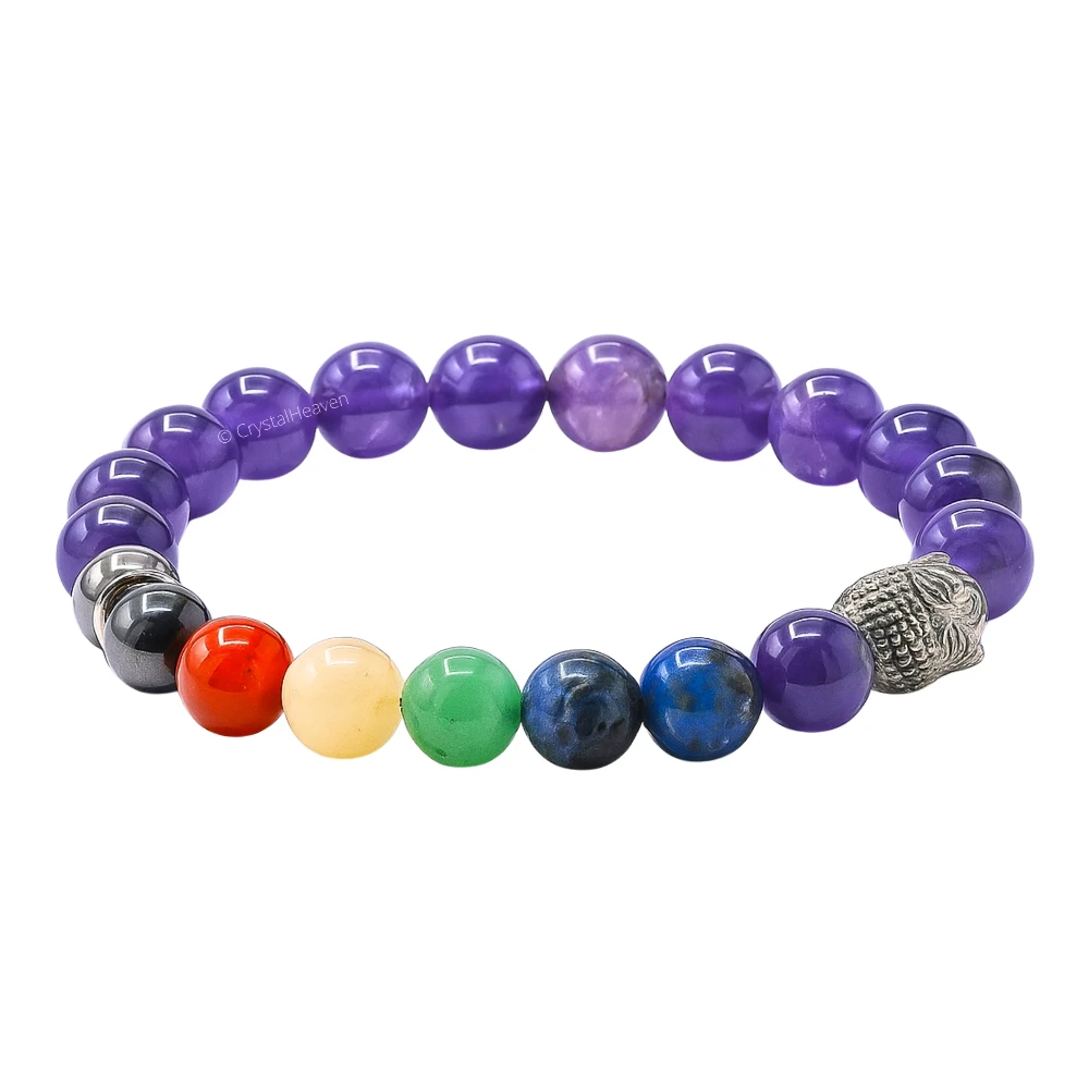 Amethyst Chakra with Buddha Bracelet (Elastic)