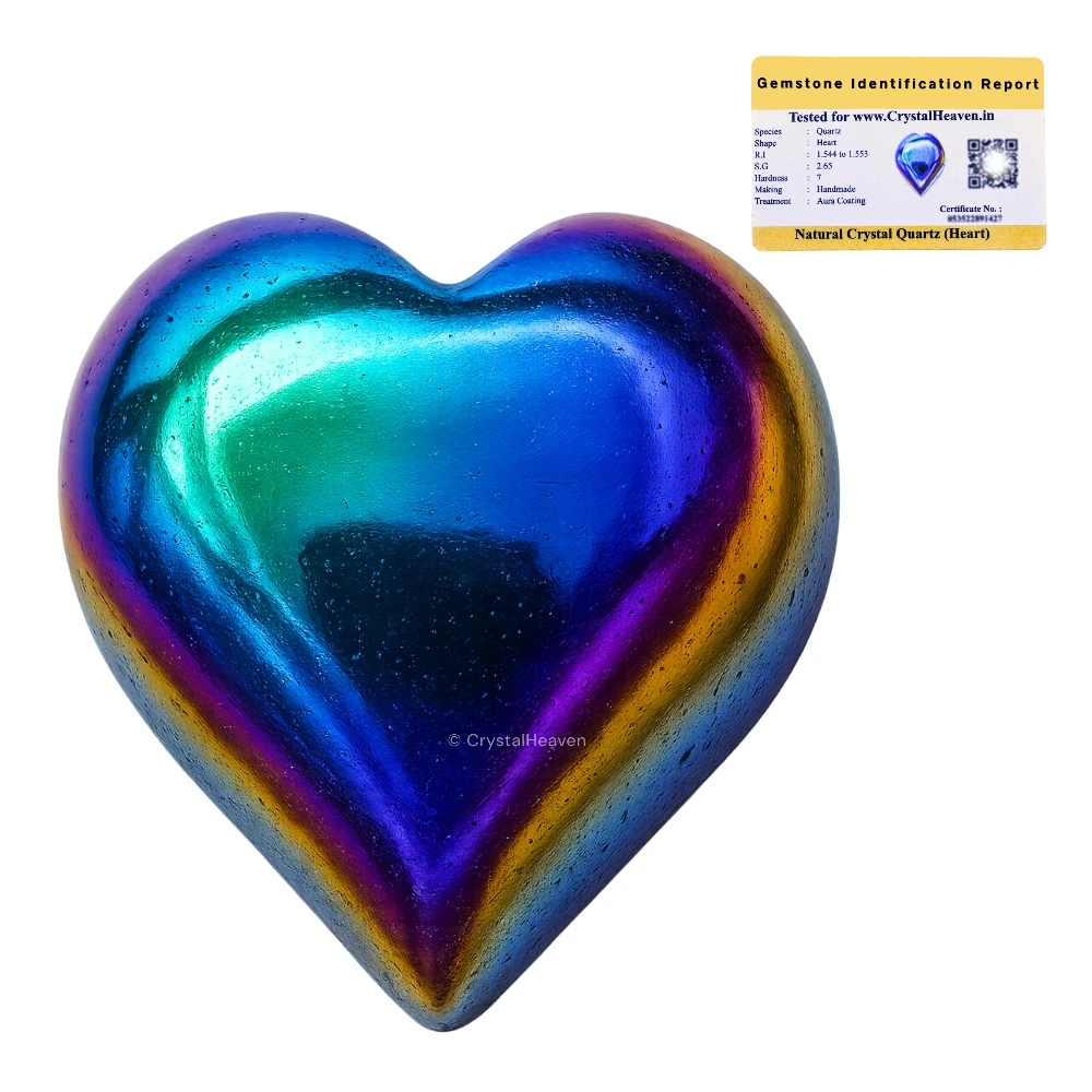 Titanium Aura Quartz Heart