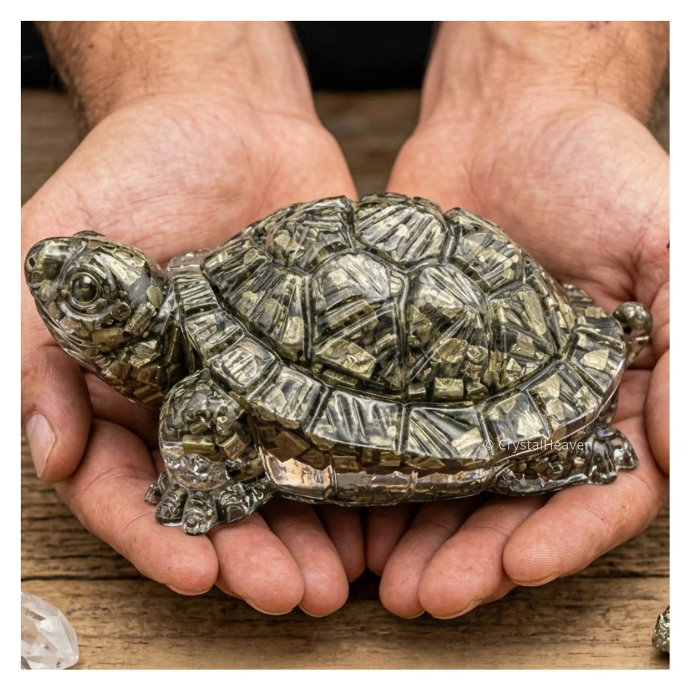 Natural Pyrite Tortoise Kachhua - 5.5 Inch Large