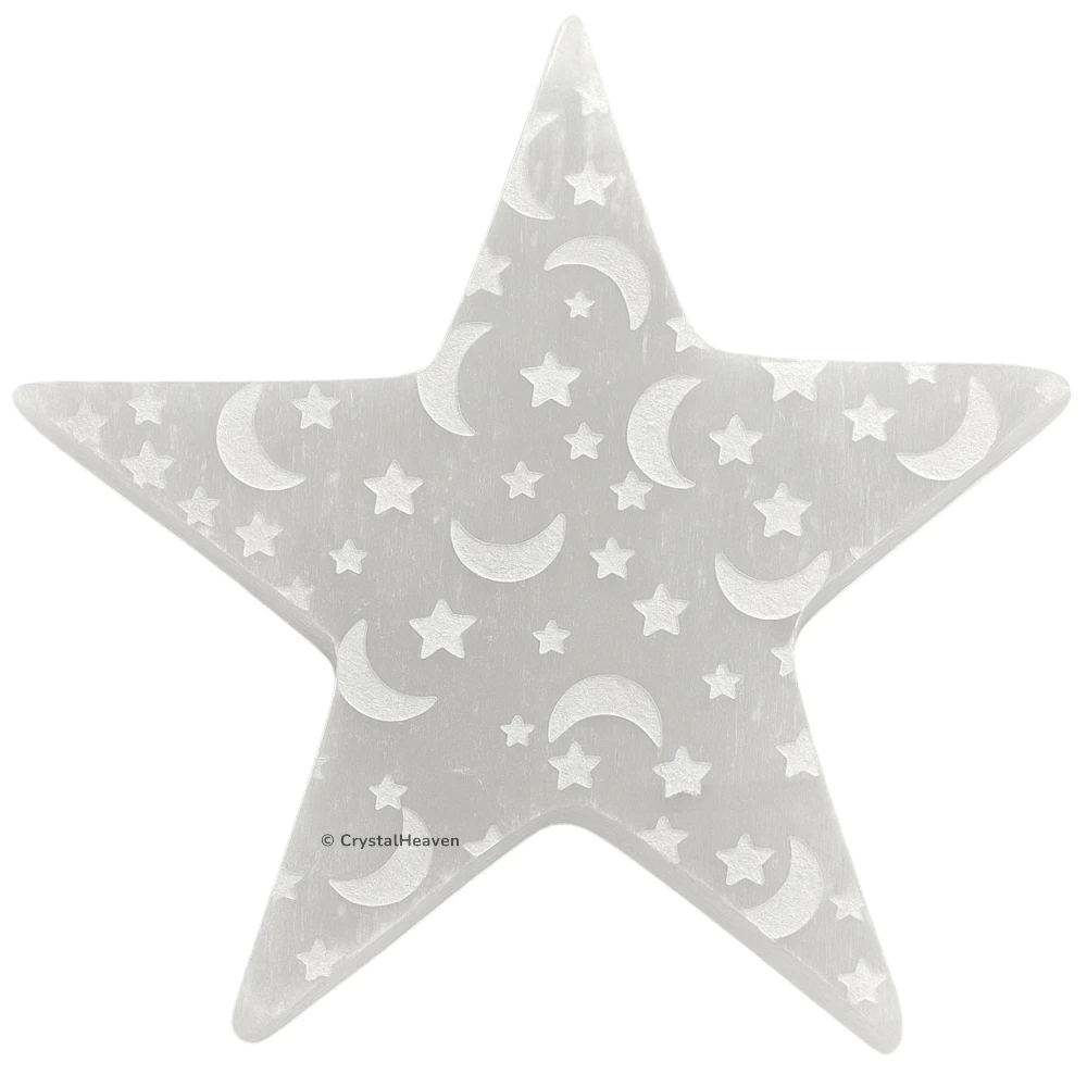 Selenite Star Charging Plate with Crescent Moon & Star