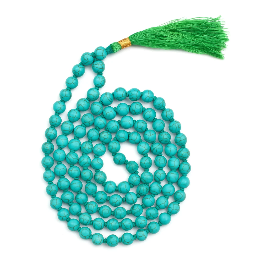 Turquoise Japa Mala Man-made (Hand Knotted)