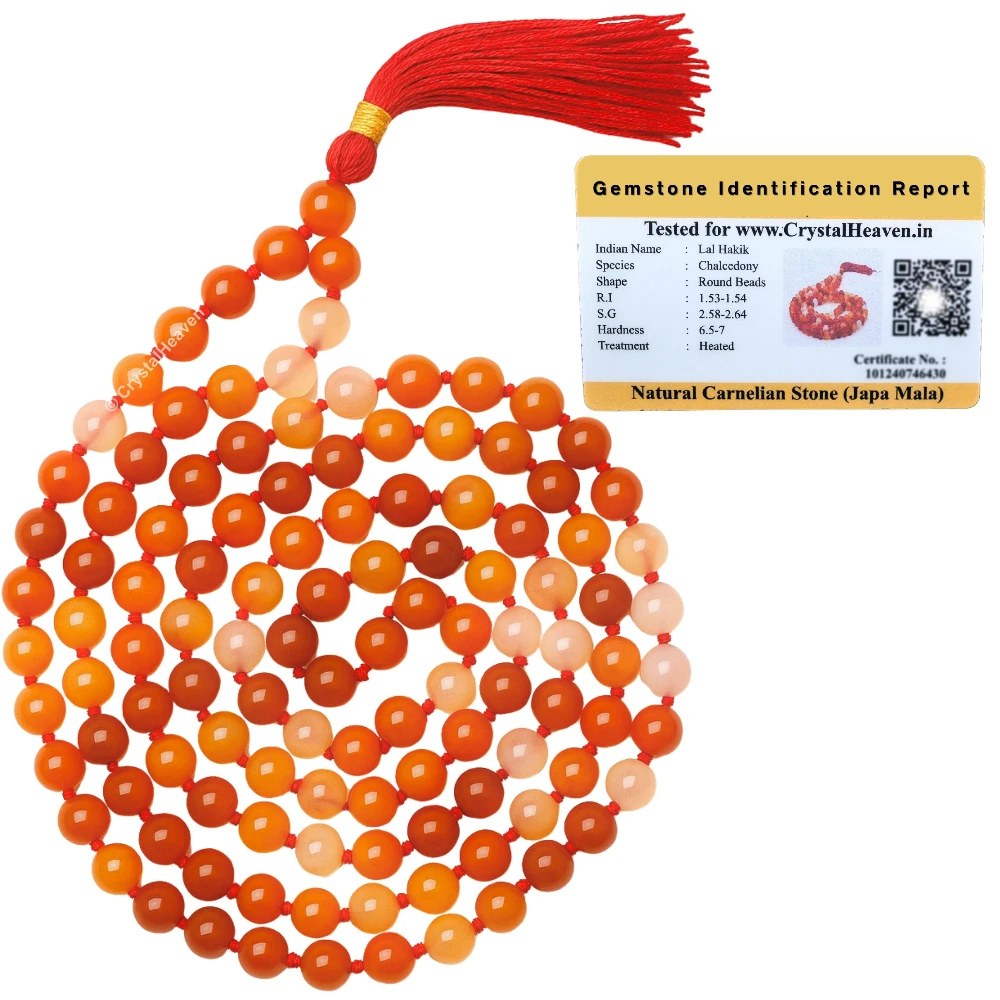 Carnelian Japa Mala (Hand Knotted)