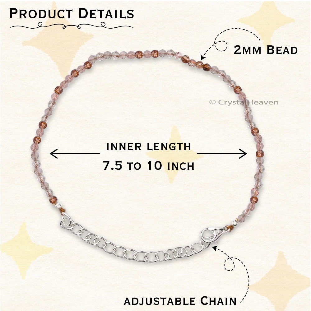 Copper Rutilated Quartz Bracelets - 2mm Faceted Beads (Silver)