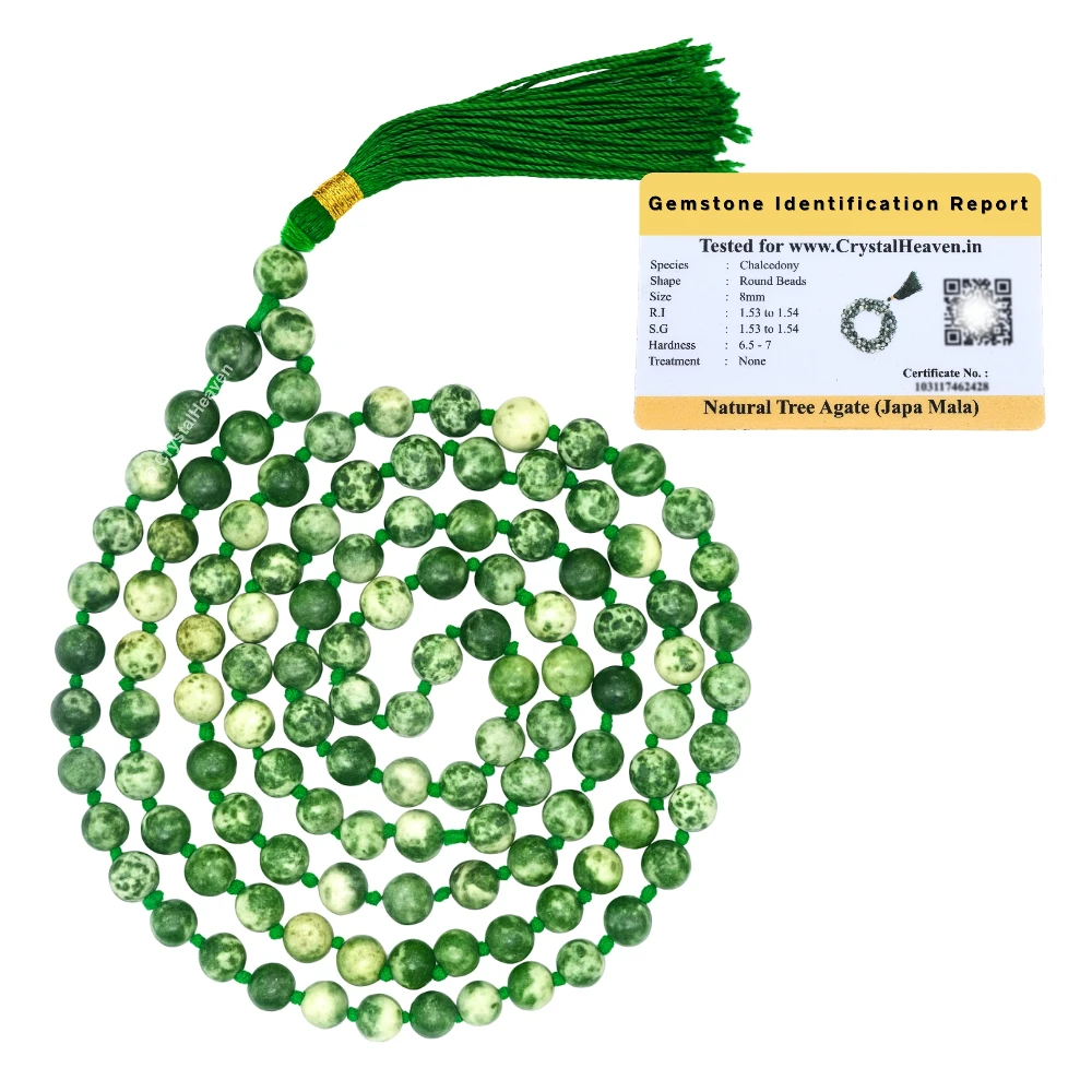 Tree Agate Japa Mala (Hand Knotted)