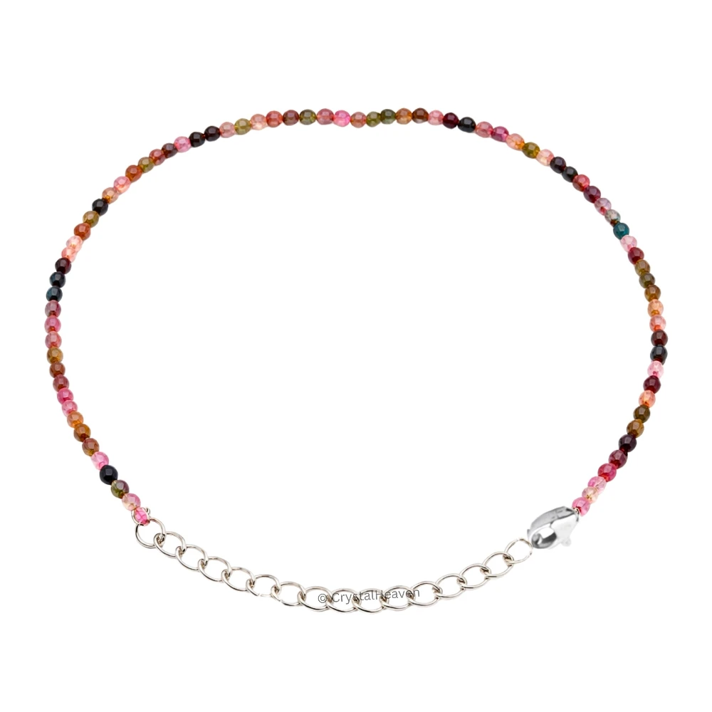 Multi Tourmaline Bracelets - 2mm Faceted Beads (Silver)