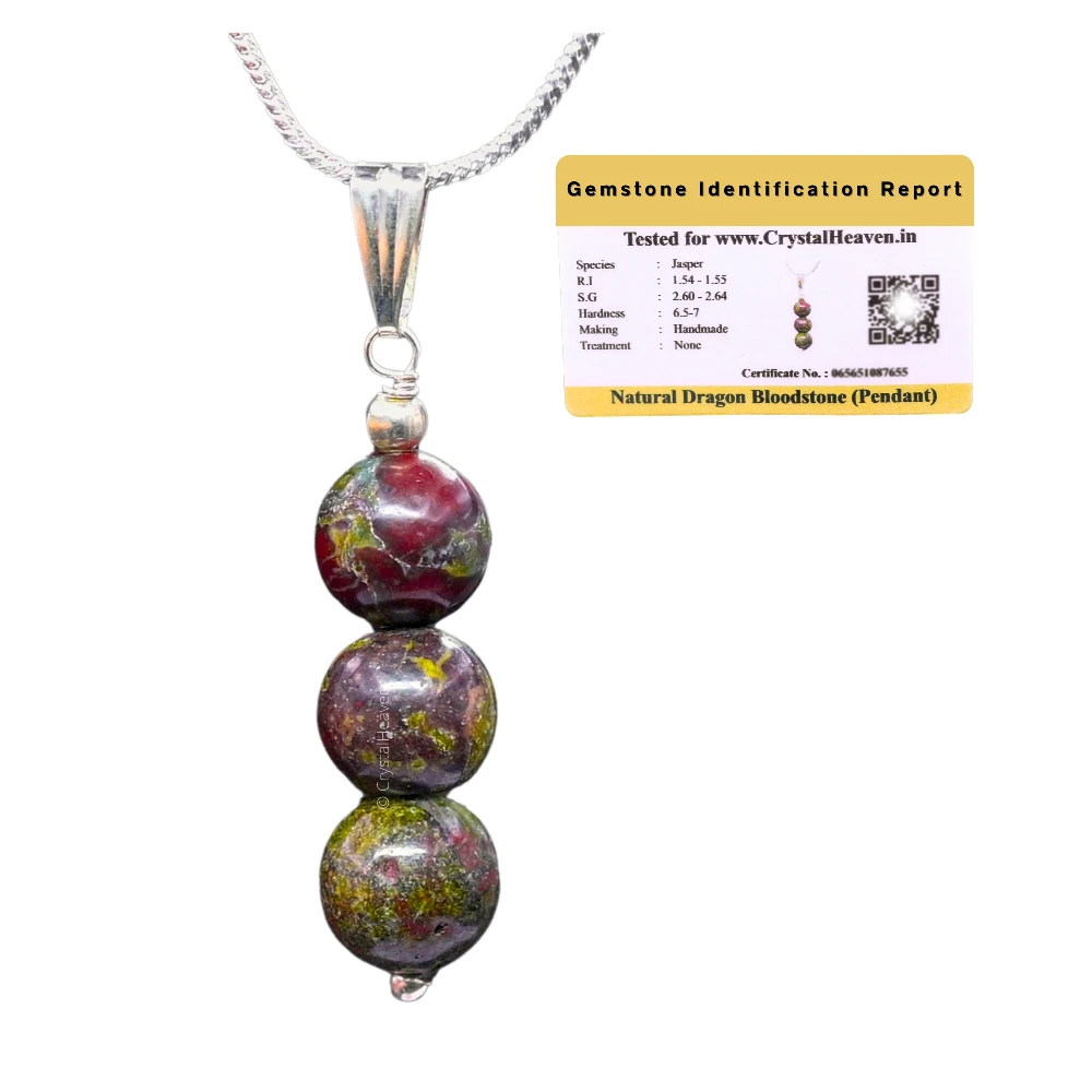 Dragon Bloodstone Crystal Bead Necklace (Silver)