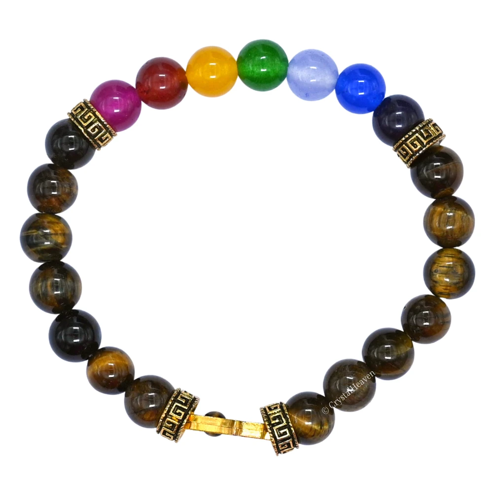 Tiger eye Chakra with Hamsa Bracelet (Elastic)
