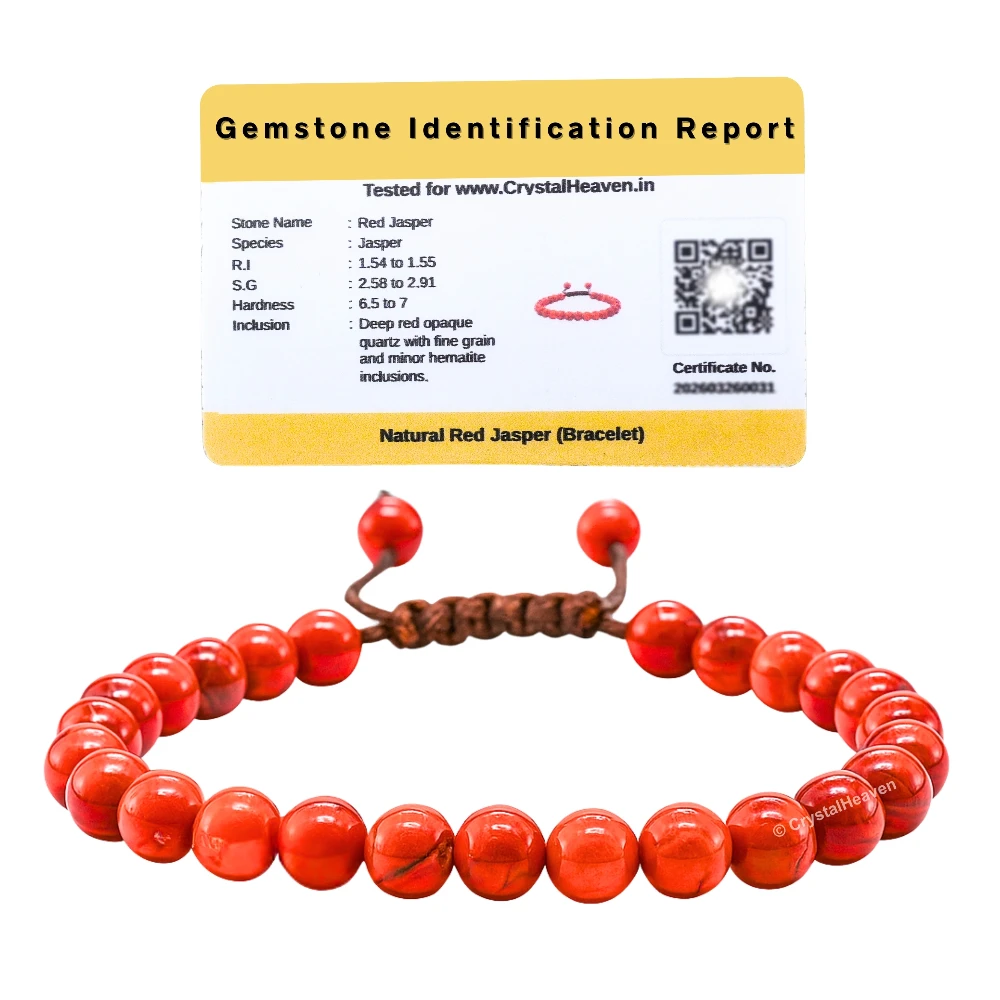 Red Jasper Healing Crystal Bracelets - 6mm Beads (Adjustable)