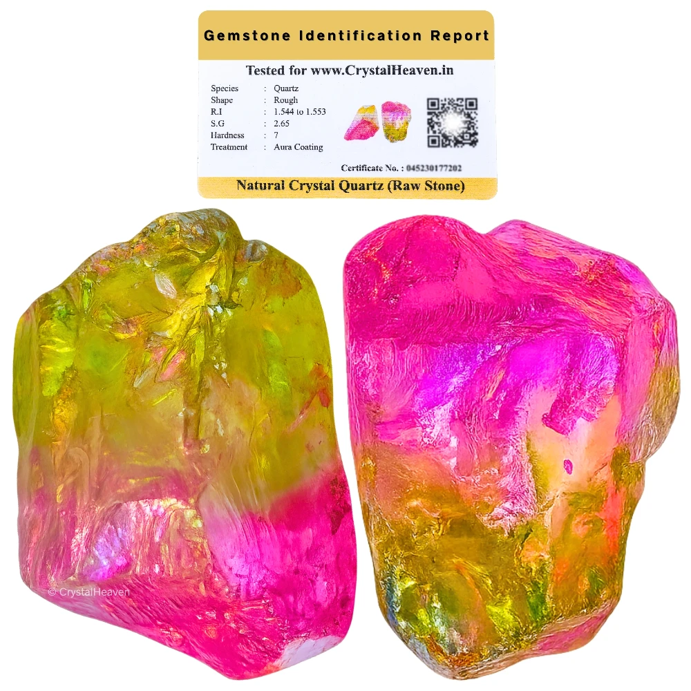 Raw Rose-Apple Aura Quartz Crystals (2 Pieces)