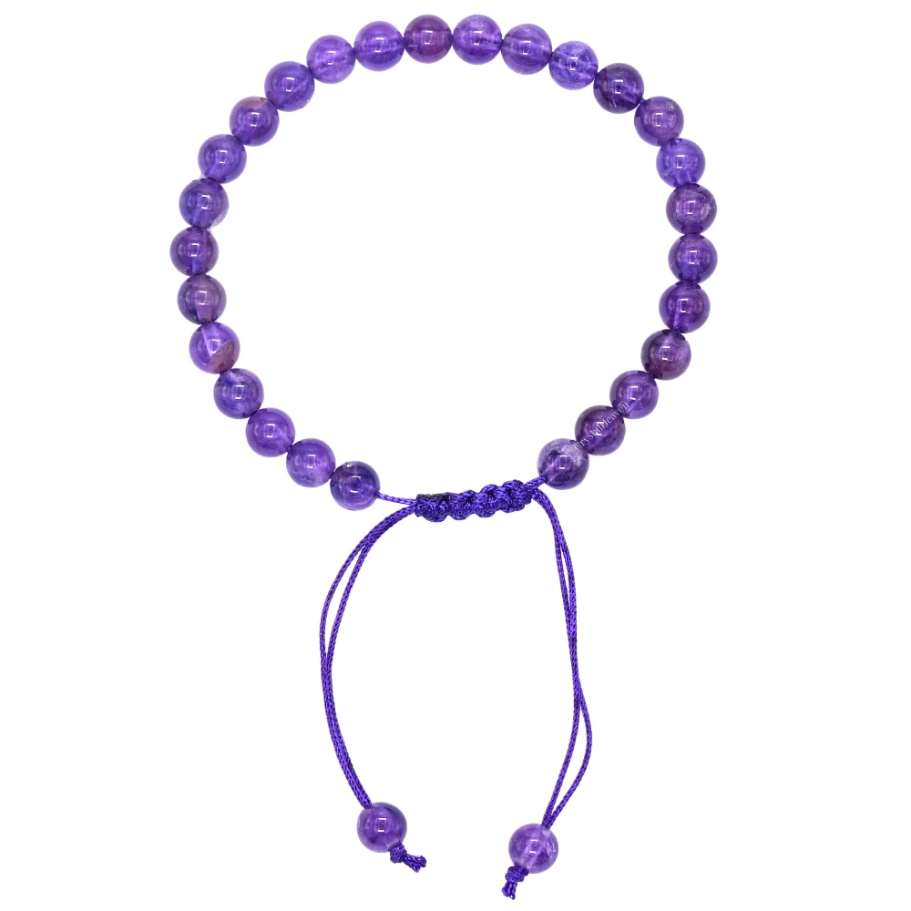 Amethyst Healing Crystal Bracelets - 6mm Beads (Adjustable)