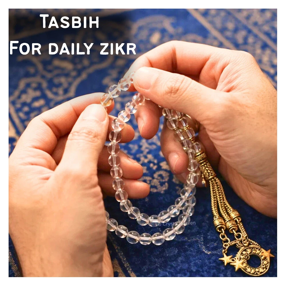 Clear Quartz Crystal Tasbih (Gold)