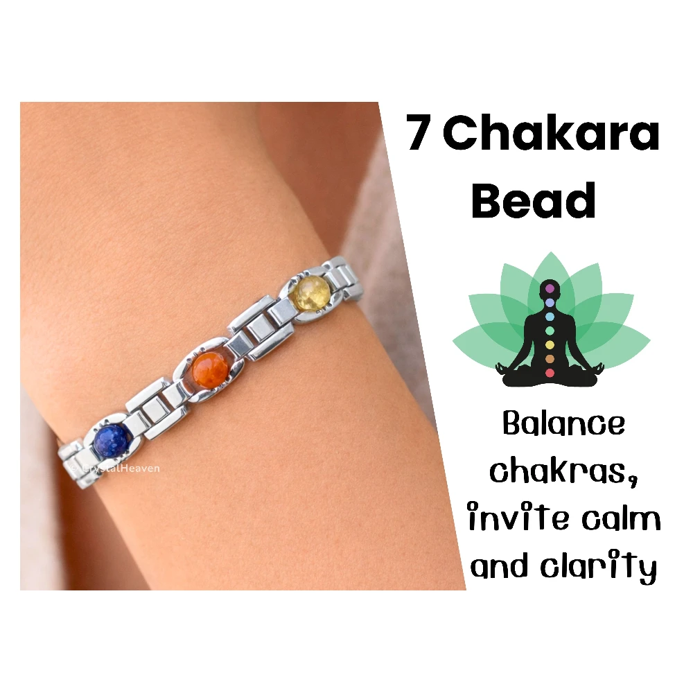 7 Chakra Bracelet - Premium Silver Chain