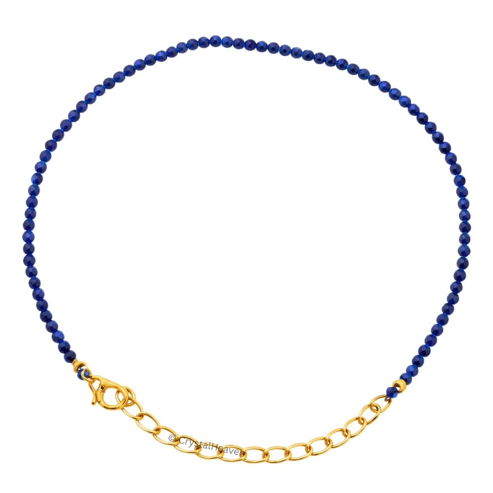 Lapis Lazuli Bracelets - 2mm Faceted Beads (Gold)