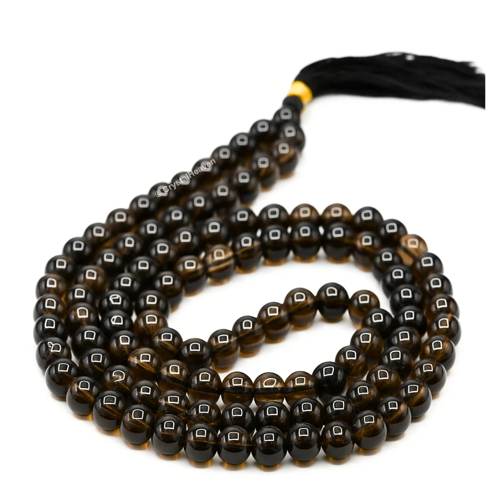 Smoky Quartz Japa Mala (Without Knot)