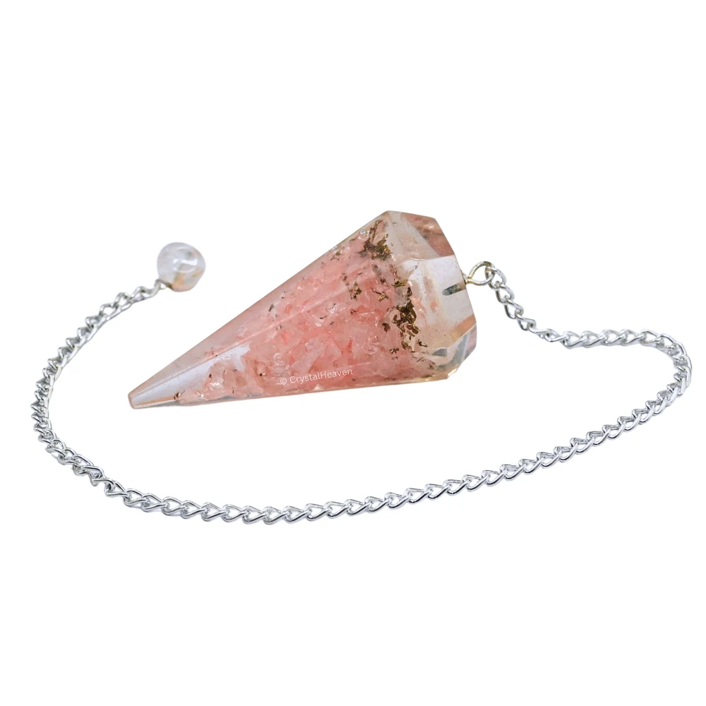 Rose Quartz Crystal Orgone Pendulum