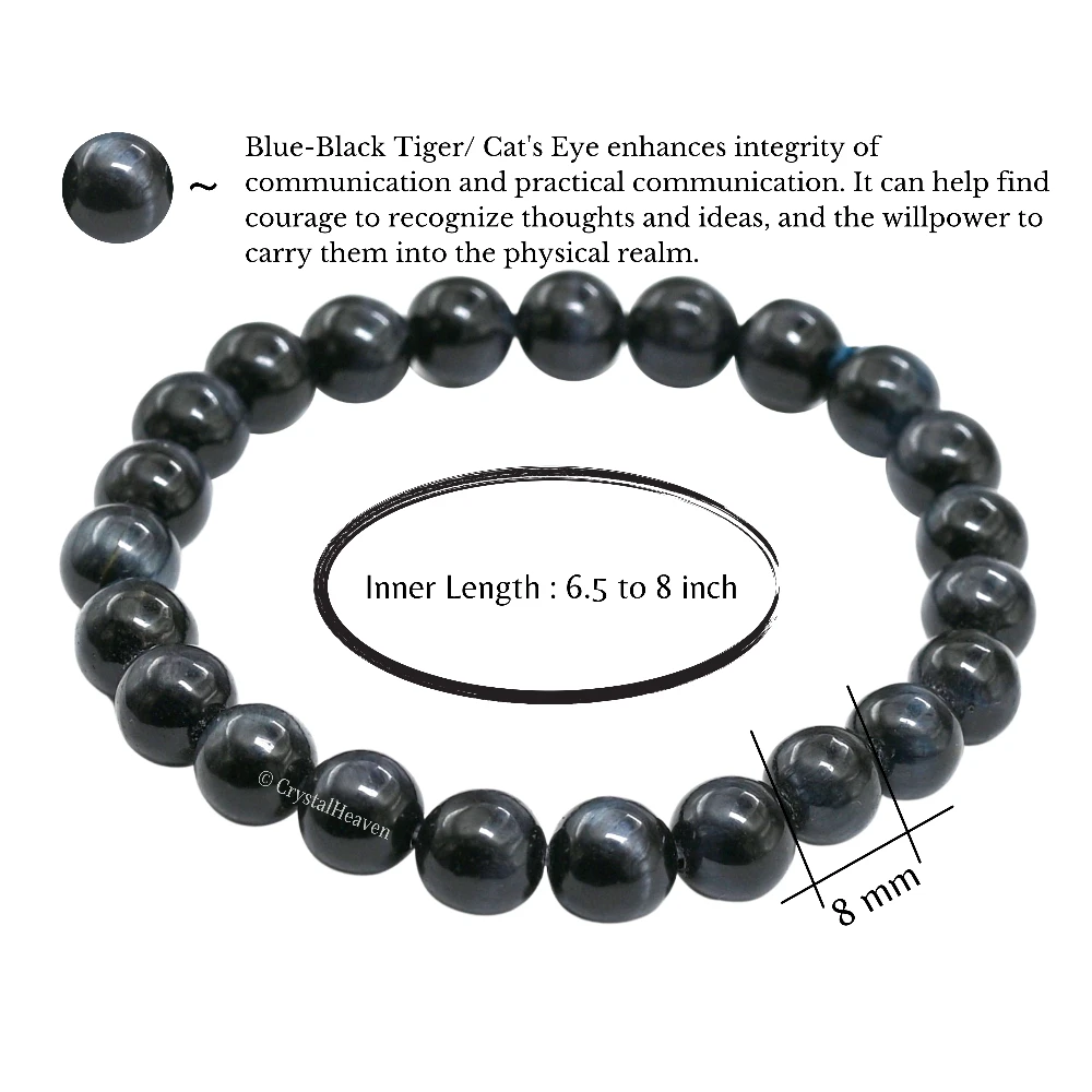 Blue And Black Tiger Eye Bracelet (Elastic)