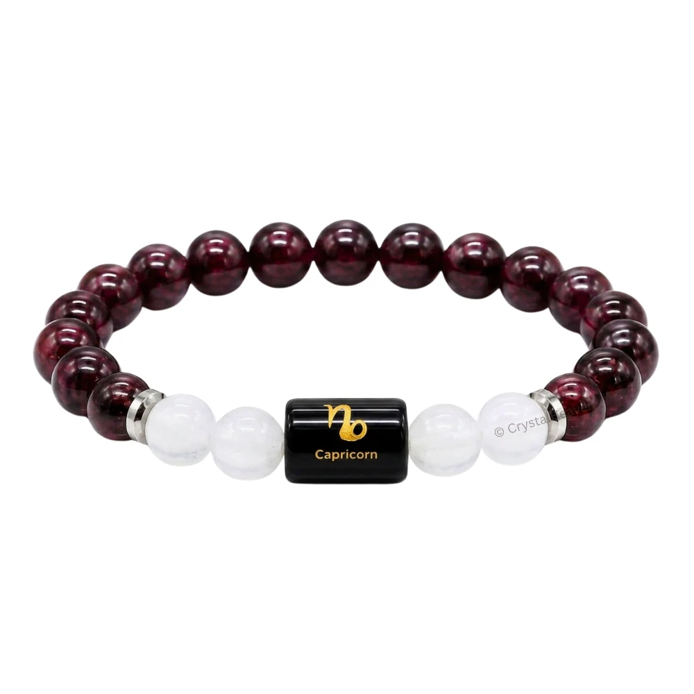 Capricorn Bracelet (मकर राशि) - Garnet & Milky Quartz (Only Bracelet)