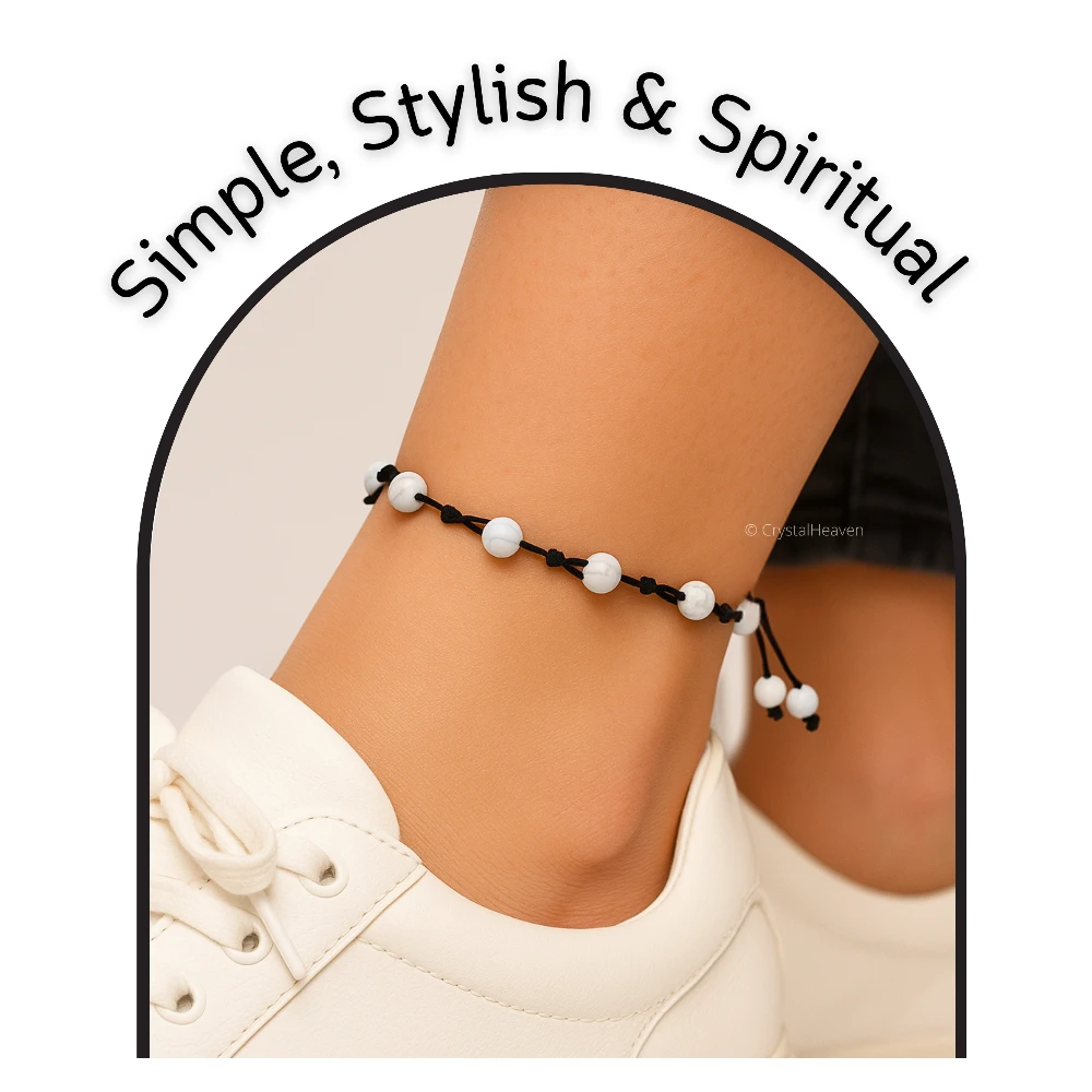 Howlite Anklet (Hand Knotted)