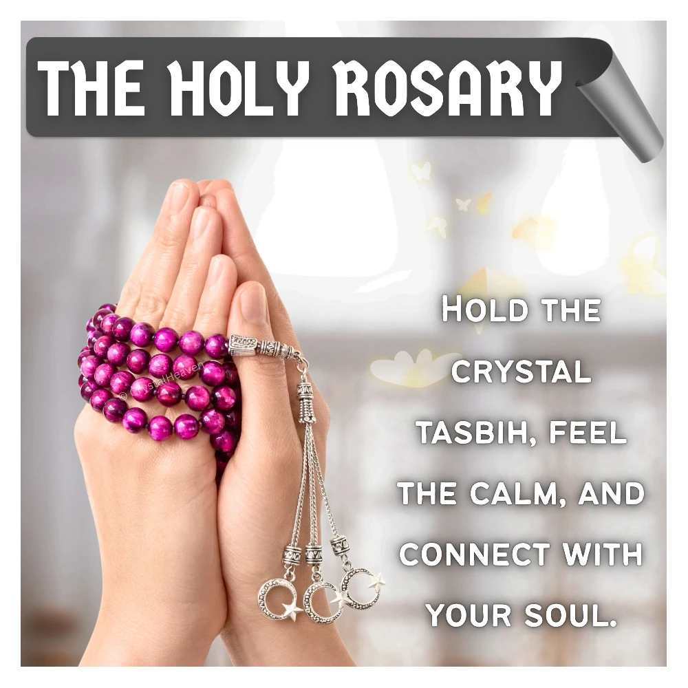 Pink Tiger Eye Crystal Tasbih (Silver)